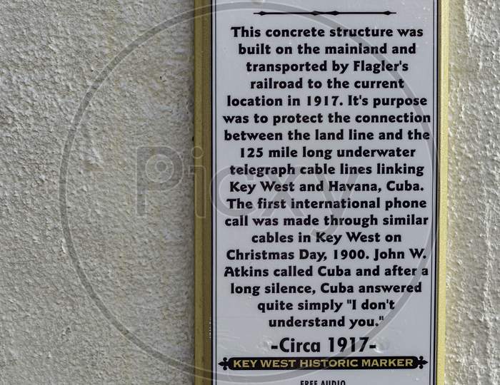 The Cable Hut Placque, A Key West Historic Marker