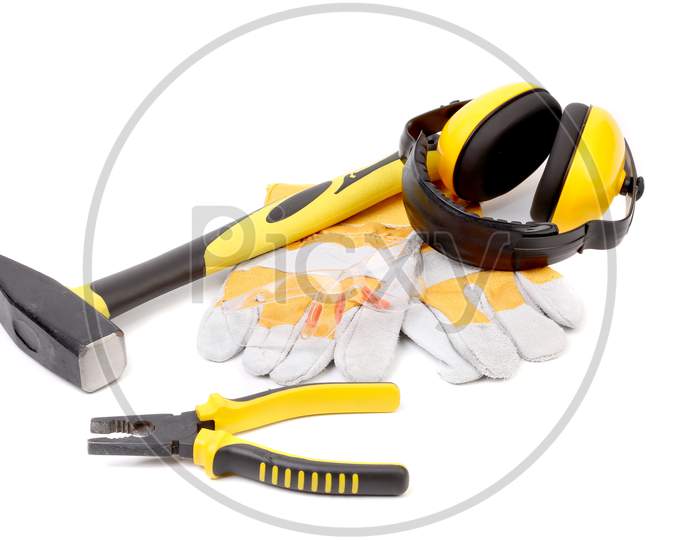 Working Tools Set. Isolated On A White Background.