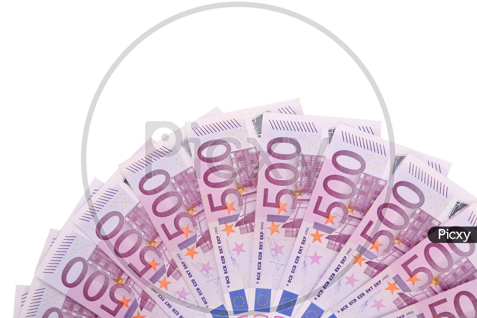 Five Hundred Euro Fan. Isolated On A White Background.