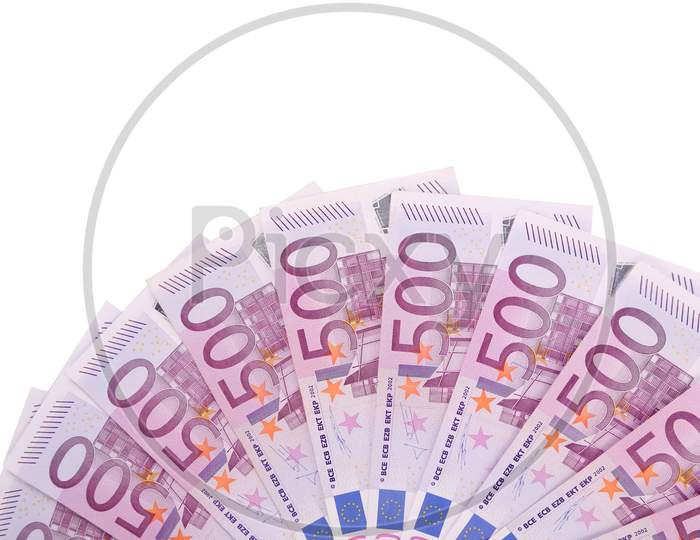 Five Hundred Euro Fan. Isolated On A White Background.