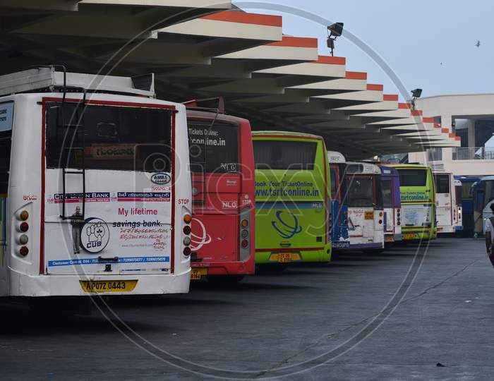 Intercity Buses In Platforms At MG Bus Station