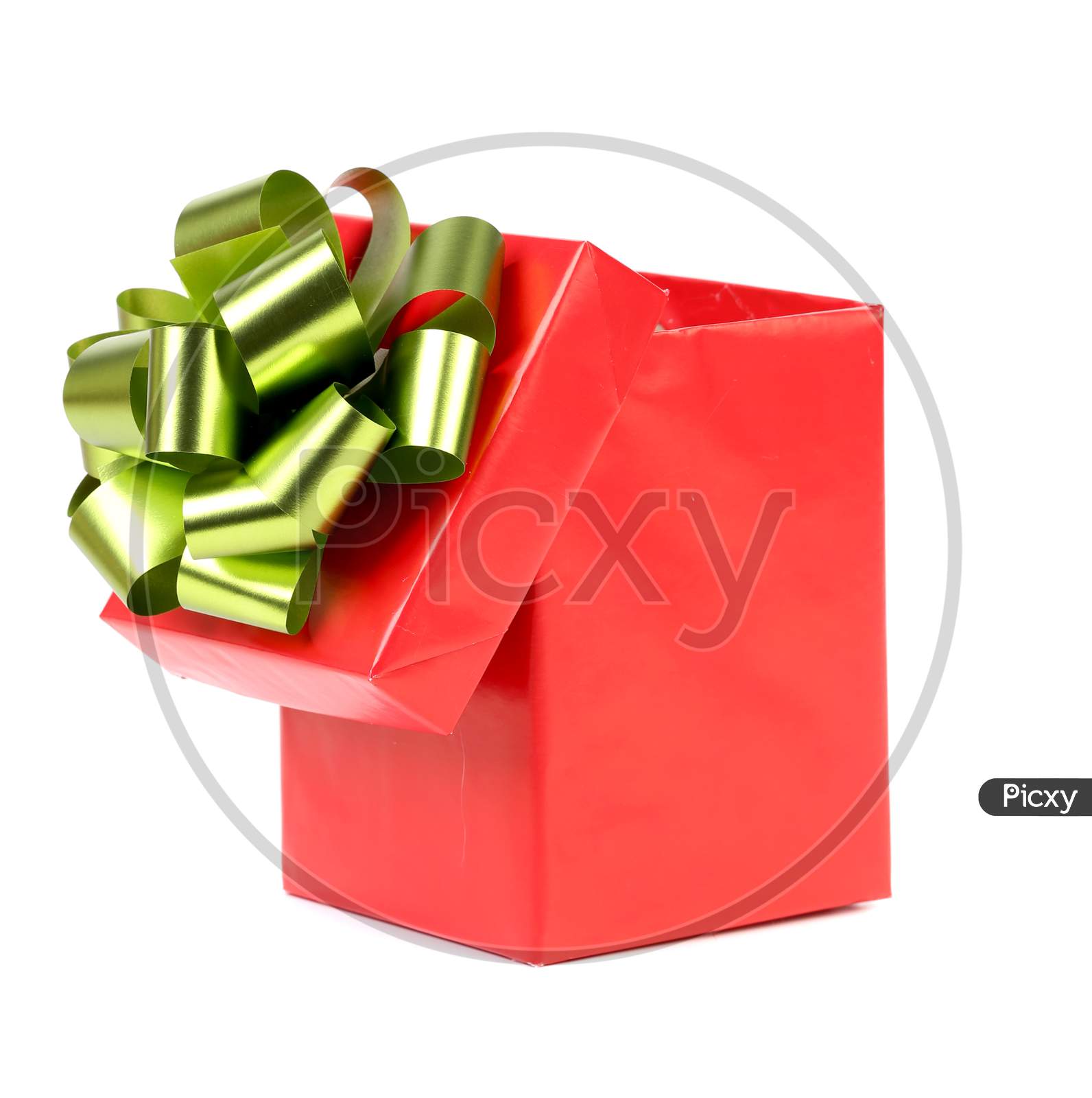 Opened Red Gift Box With Bow. Isolated On A White Background.