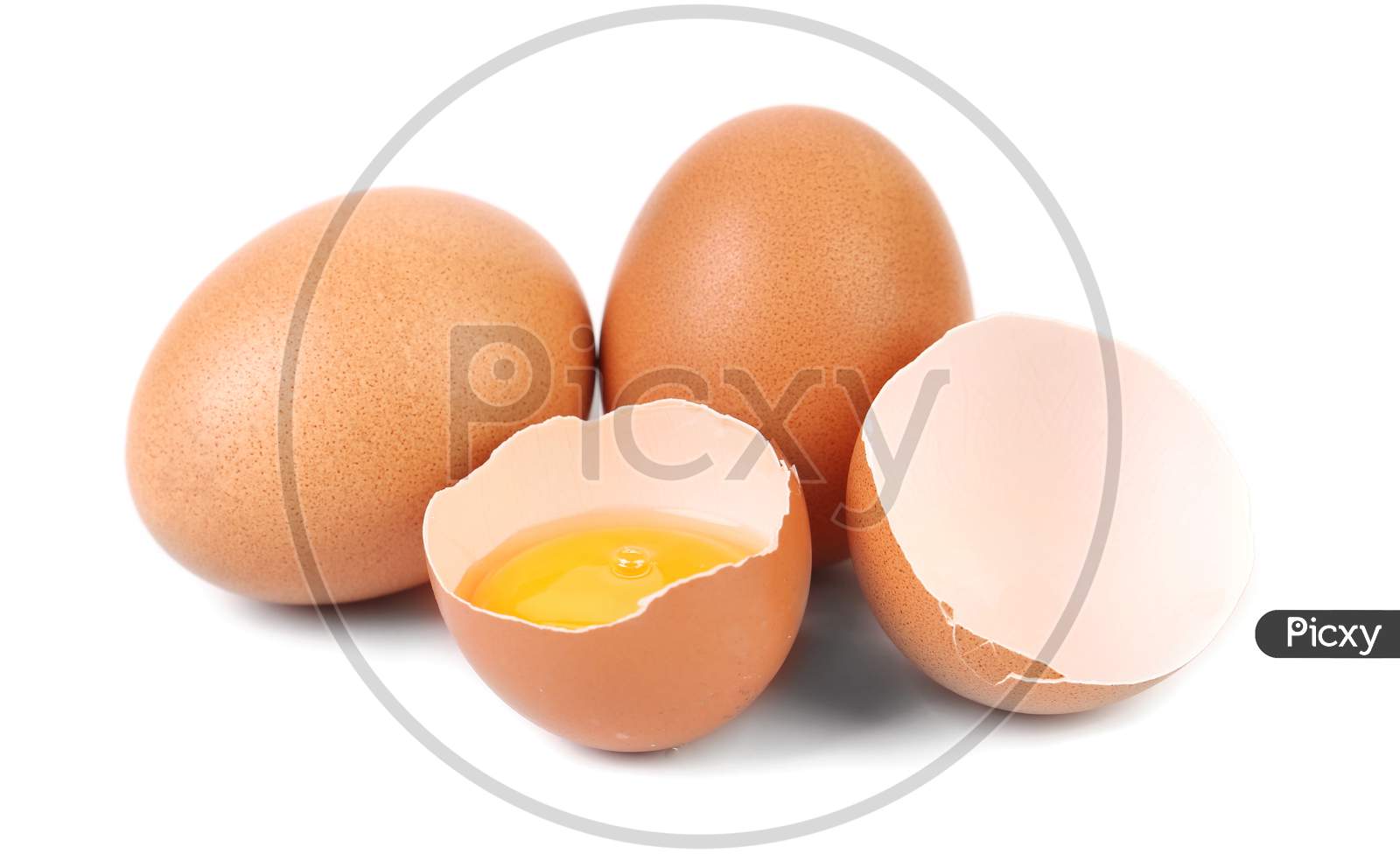 Whole Egg And Broken Egg. Isolated On A White Background.