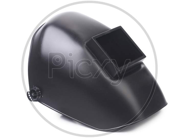 Side View Of Welding Mask. Isolated On A White Background.