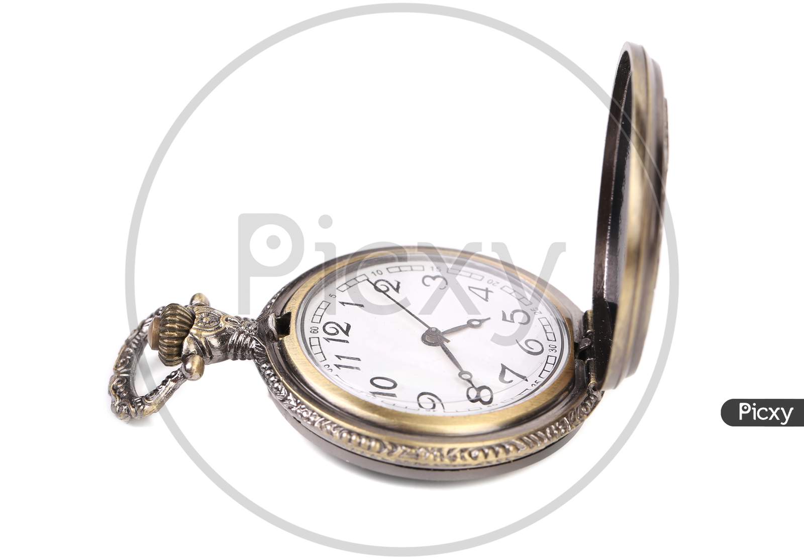 Vintage Pocket Watch. Isolated On A White Background.