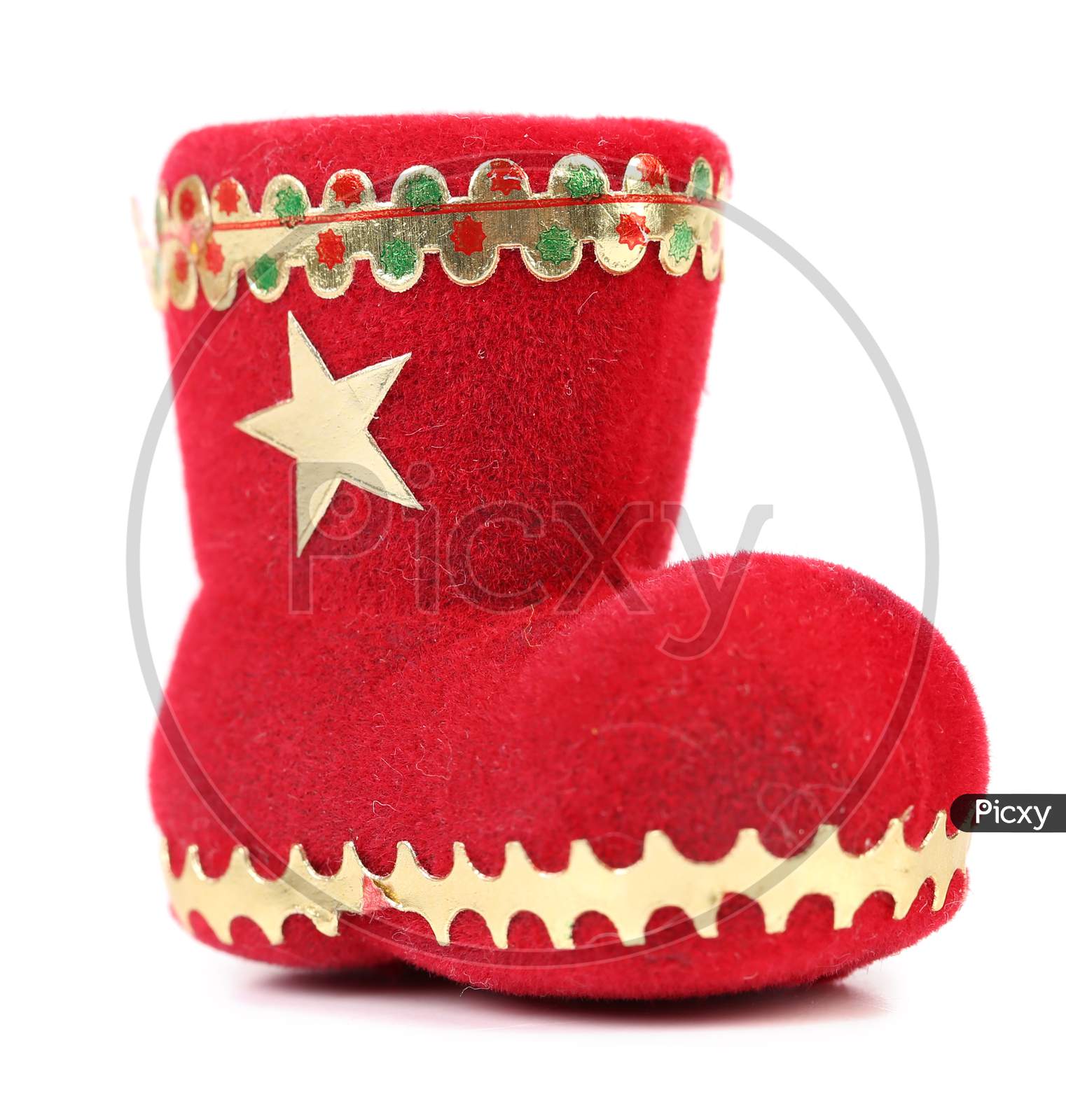 Christmas Gift Red Boot. Isolated On A White Background.