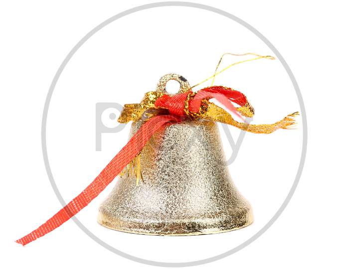 Silver Jingle Bell. Isolated On A White Background.