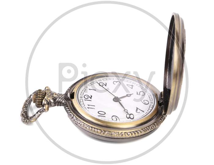Vintage Pocket Watch. Isolated On A White Background.