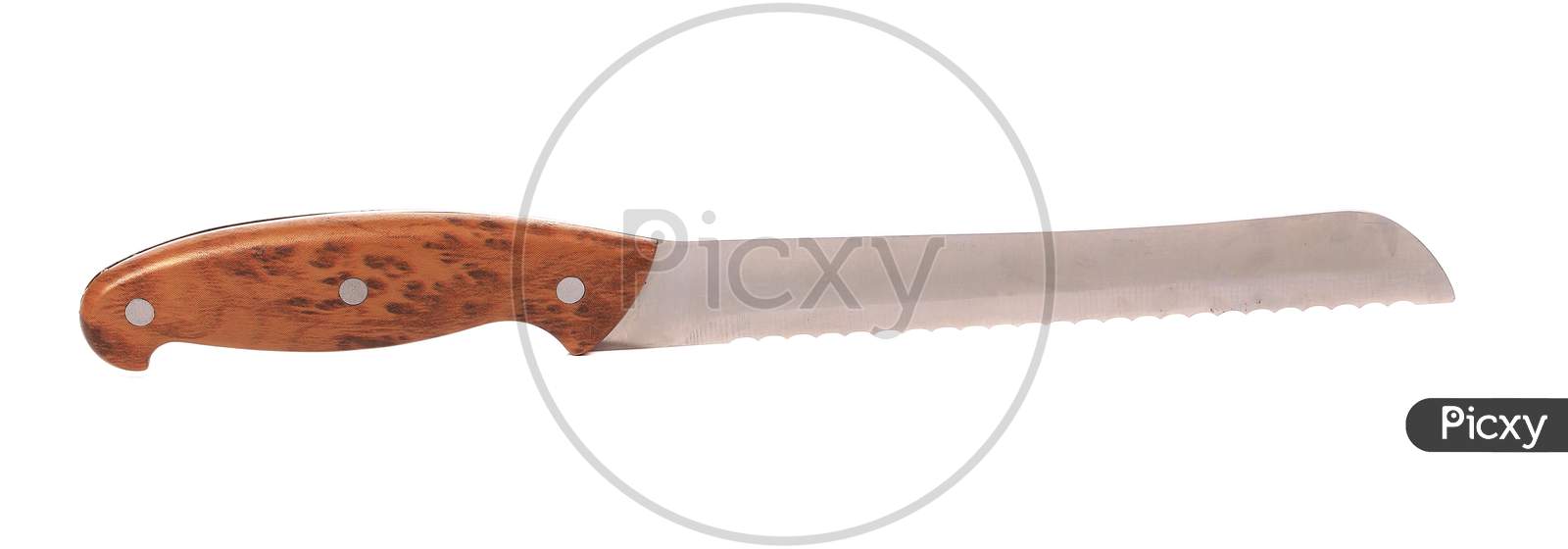 Close Up Of Knife For Bread. Isolated On A White Background.