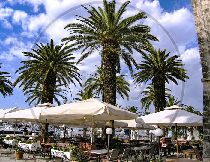 Restaurant near harbor in Trogir.