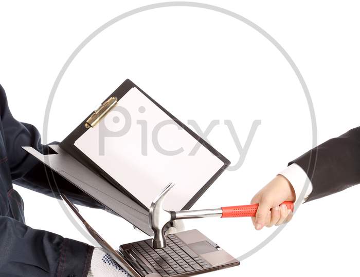 Close Up Of Working Situation. Isolated On A White Background.