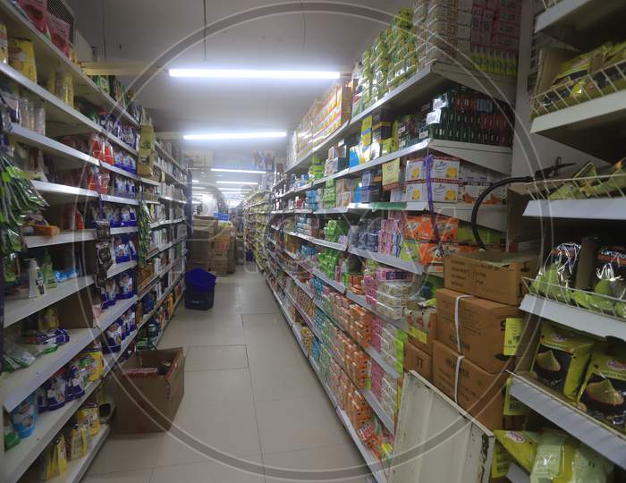 Super Markets Or Mall workers packing food items for door to door service during a 21-day nationwide lockdown to limit the spreading of coronavirus disease (COVID-19),  March 30, 2020.