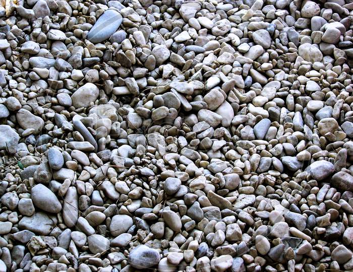 Pebble rocks on the beach in Makarska, Croatia.