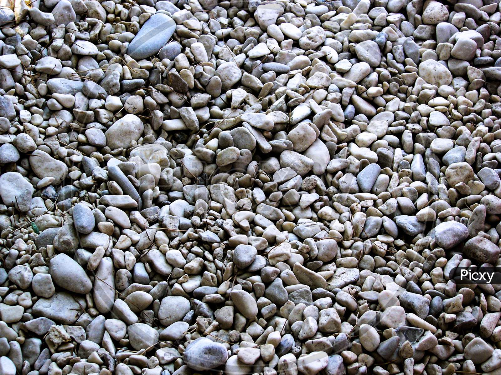 Pebble rocks on the beach in Makarska, Croatia.