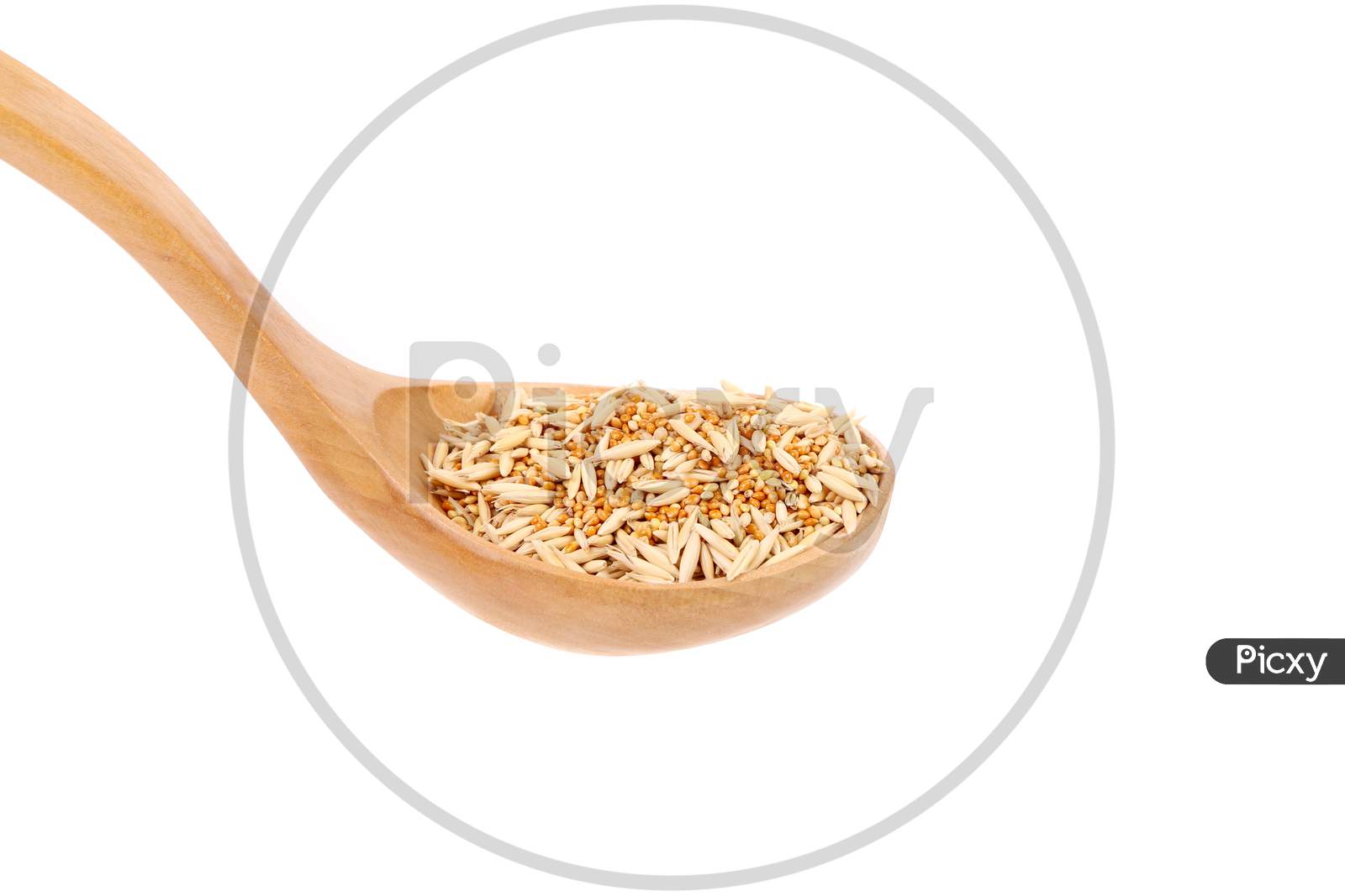 Closeup Of Wheat Grains. Isolated On A White Background.