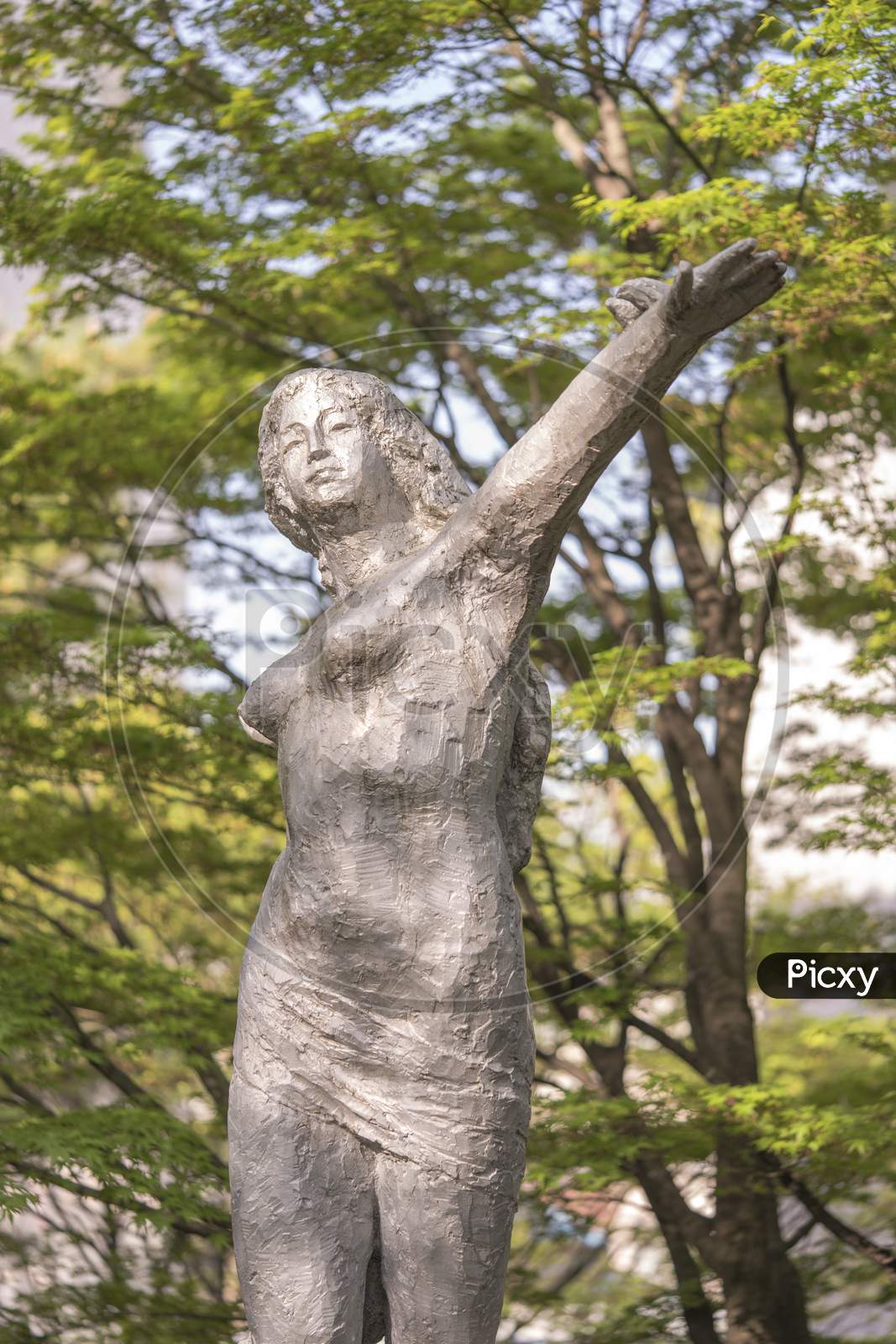 Beautiful Girl Sculpture In Asukayama Park In The Kita District Of Tokyo, Japan.