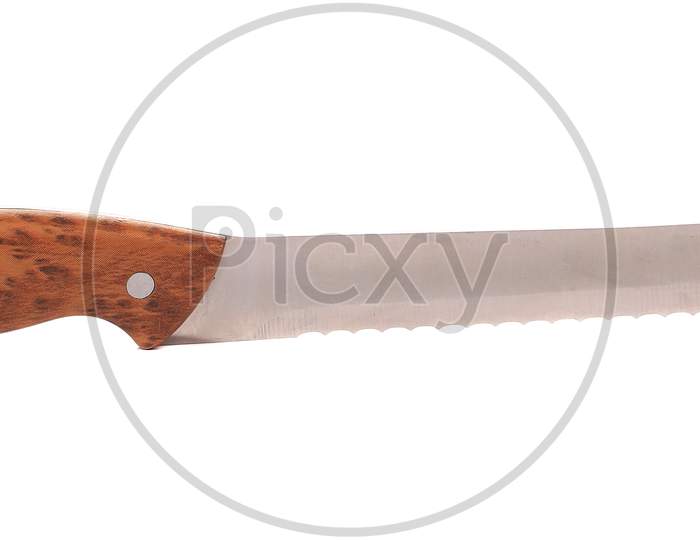 Close Up Of Knife For Bread. Isolated On A White Background.