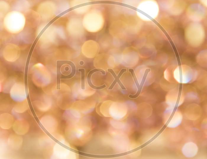Fairy Jade Bokeh Blur Texture Background Of Pearls And Gems Shining Golden With Light.