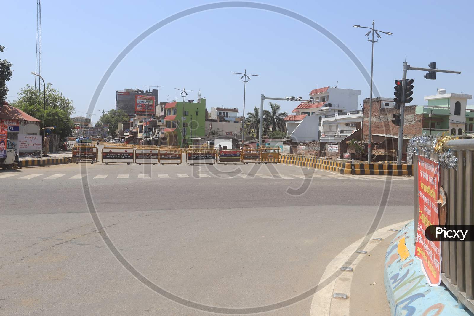 A view of empty national highway during a 21-day nationwide lockdown to limit the spreading of coronavirus disease (COVID-19), Prayagraj,March 31, 2020.