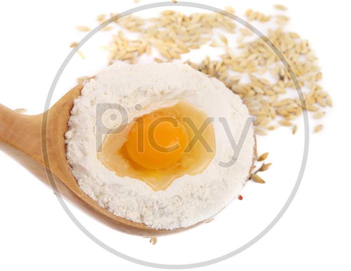 Basic Ingredients For Baking. Isolated On A White Background.