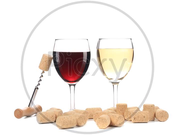 Two Wine Glasses Composition. Isolated On A White Background.