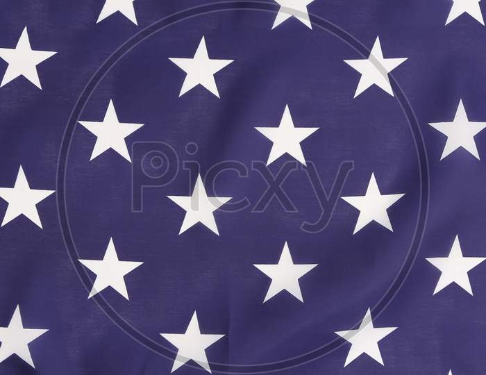 American Flag Backlit Blue With White Stars. Whole Background.