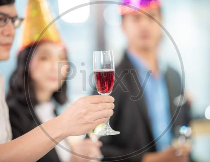 Business People Drink Wine At A Party Celebrating Business Success