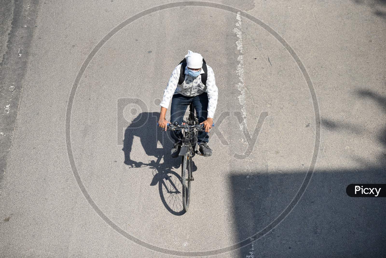 A bike rider seen wearing Face Mask amid Corona Virus outbreak in Hyderabad