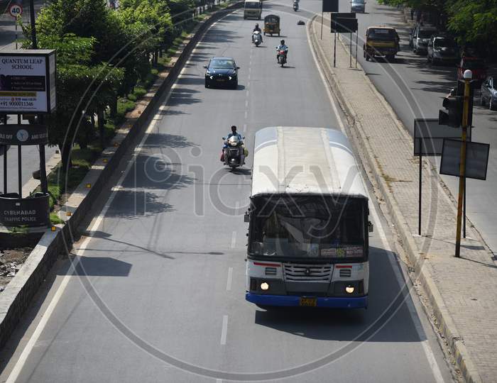 TSRTC Bus on Hitech City- JNTU Road