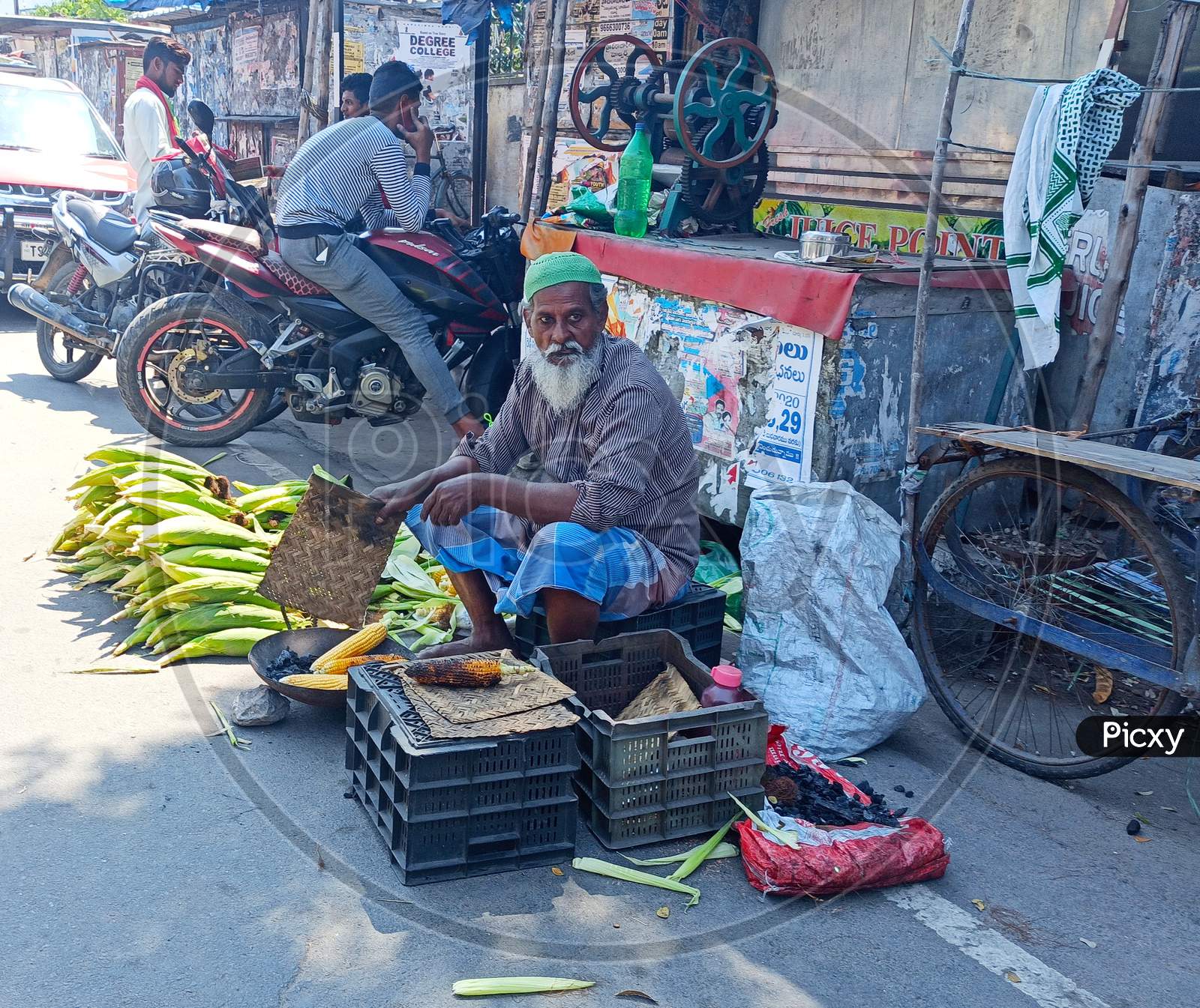 Indian Street Food Vendor In Warangal