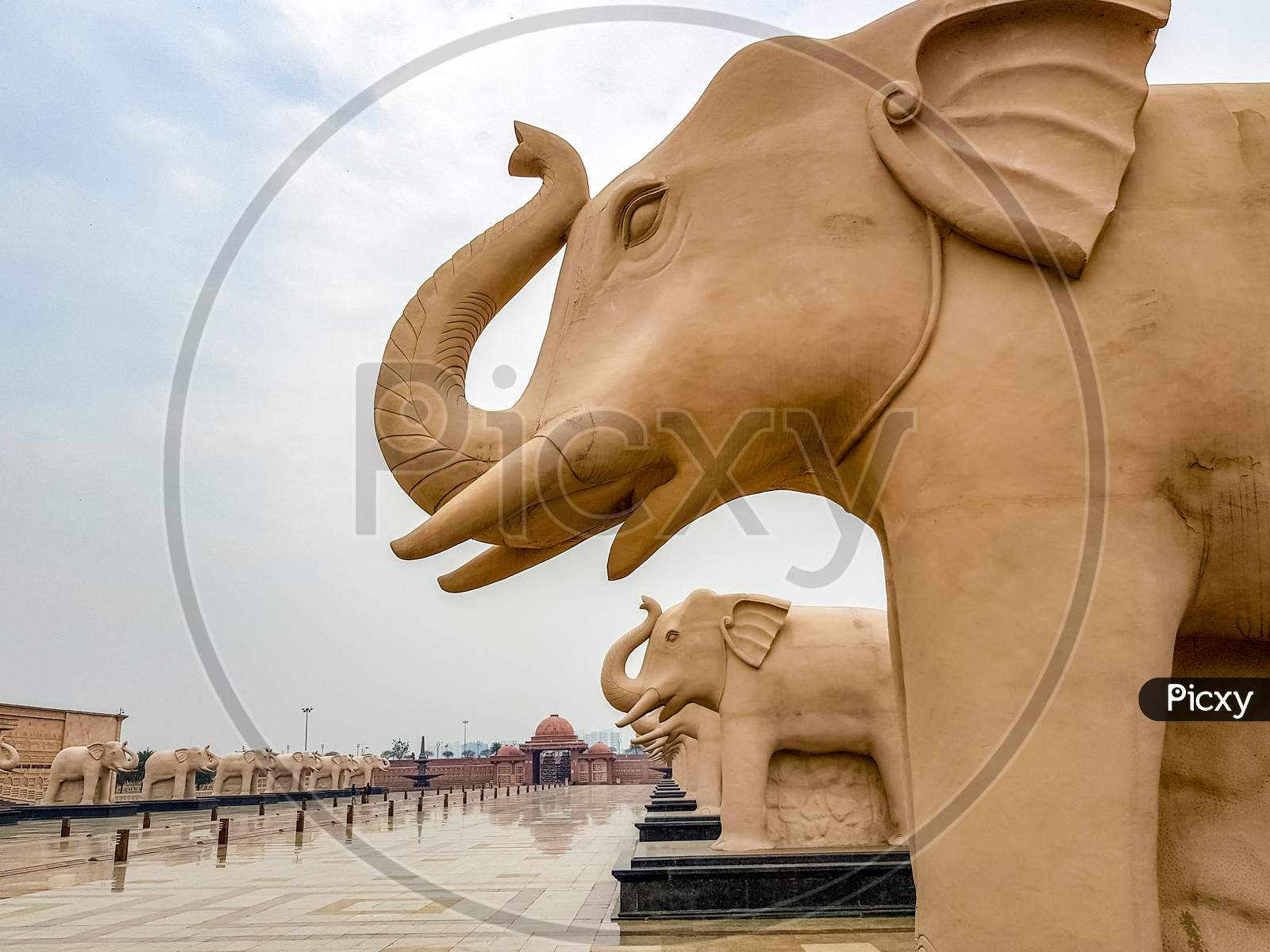 The Elephant Stone Statues Of Ambedkar Memorial Park At Lucknow. This Is A Popular Tourist Attraction