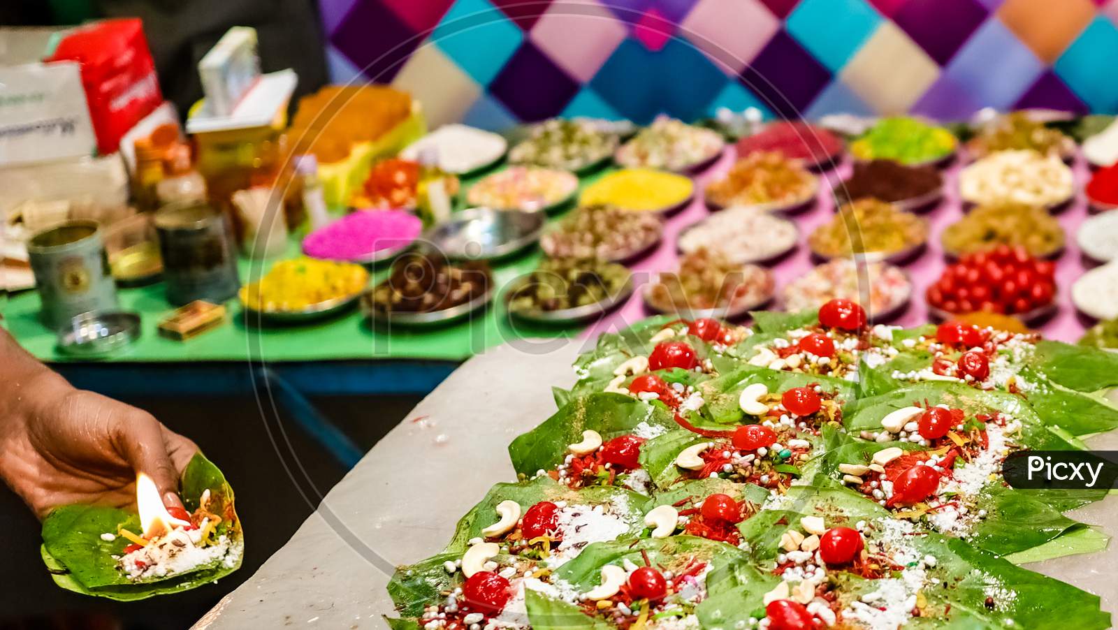 Collection Of Betel Leaf Banarasi Paan And Fire Paan Displayed For Sale At A Shop With Selective Focus And Blurred Background.