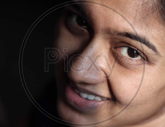 Happy Indian Woman Face With Expression Closeup