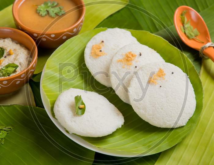 Idli Sambar Chutney South Indian Breakfast