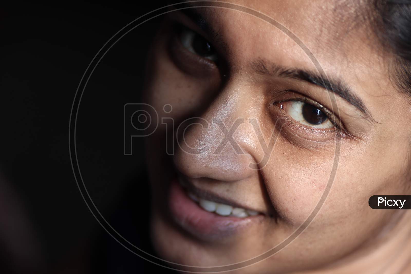 Happy Indian Woman Face With Expression Closeup