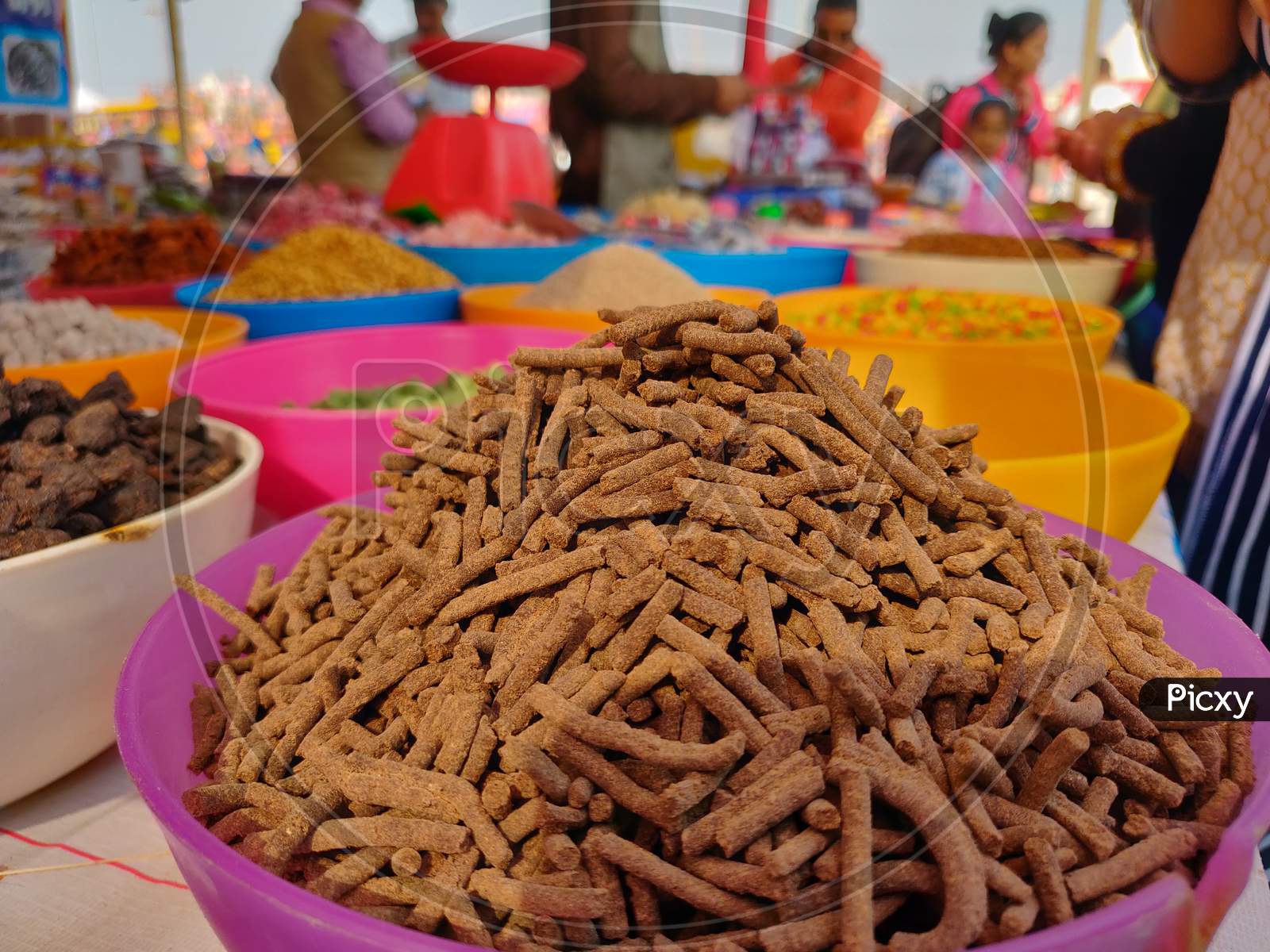 Closeup view of spices at Lucknow fair
