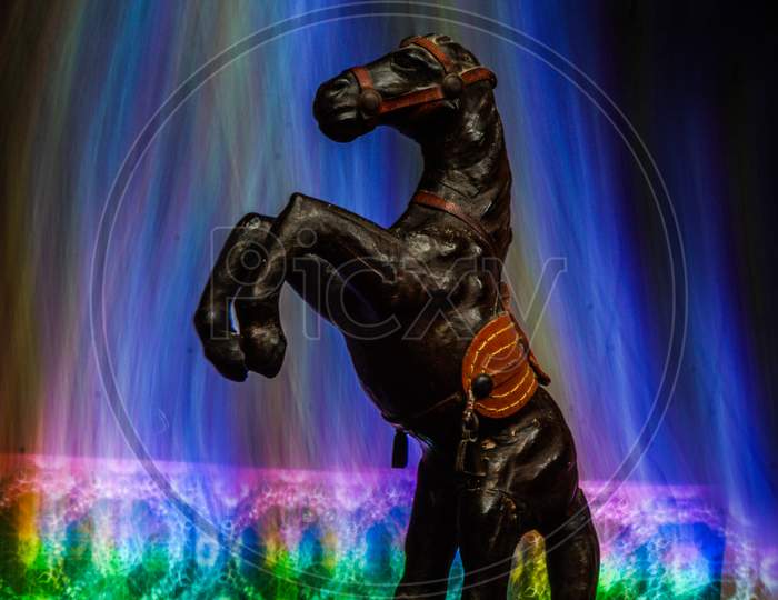 Light painted backside of the horse using phone