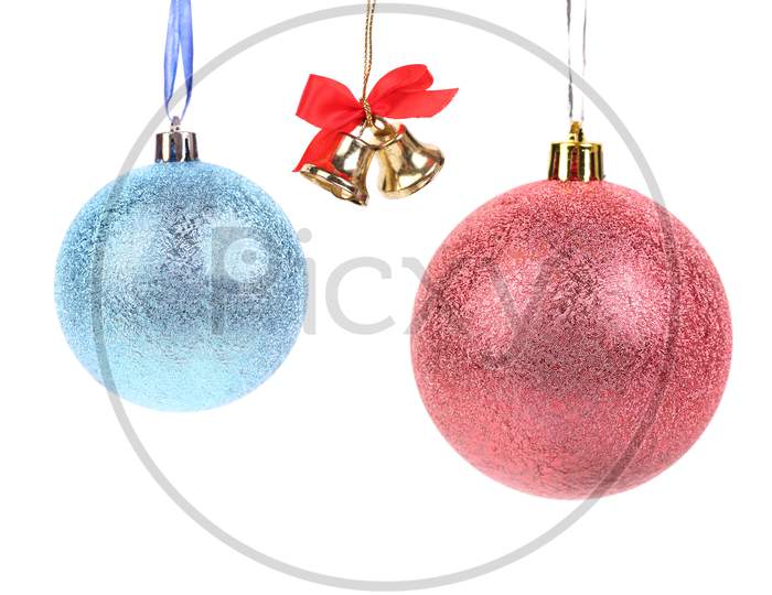 Christmas Bell And Ball Decoration. Isolated On A White Background.