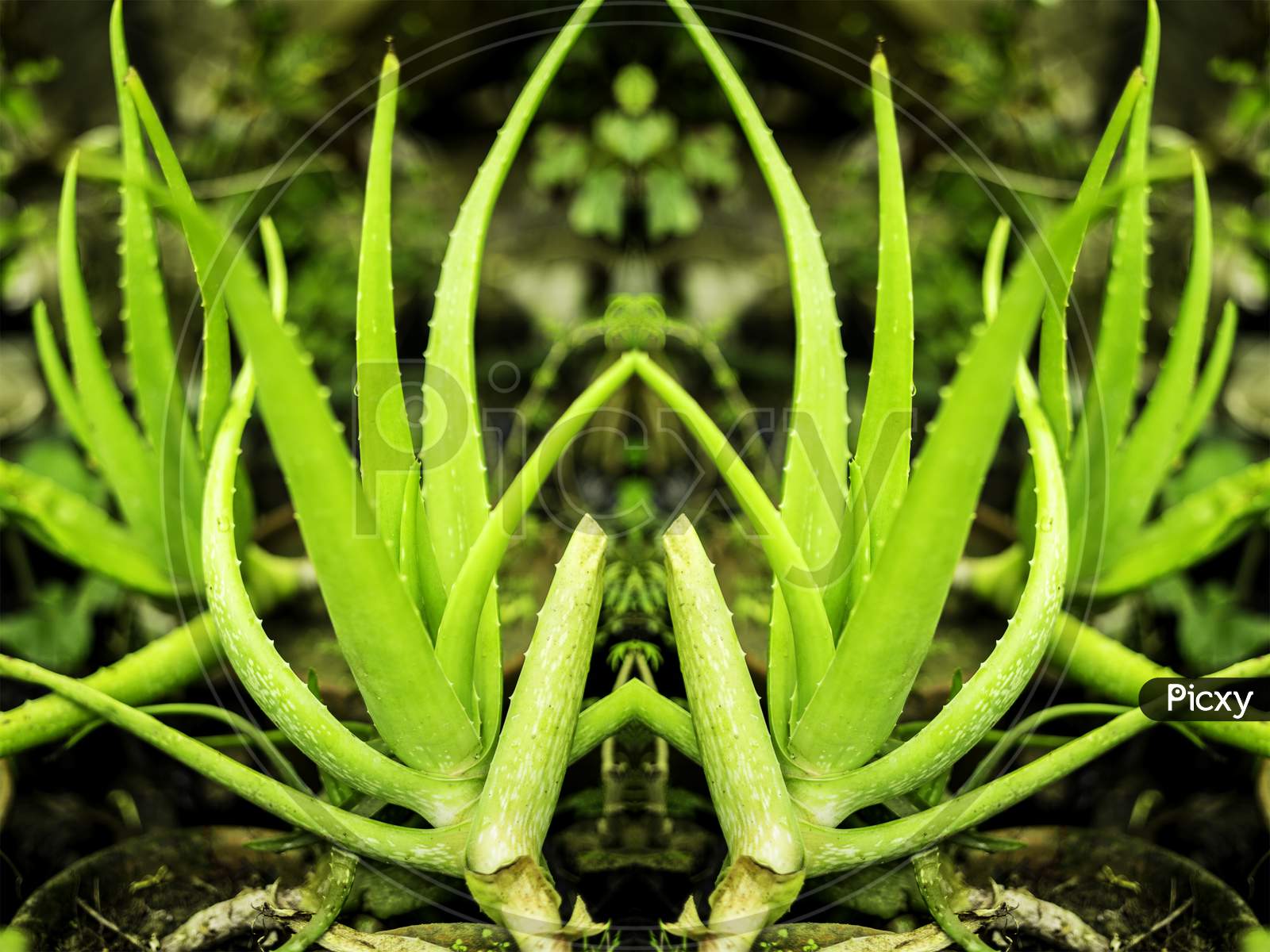 Green tropical aloe Vera plant