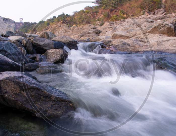 High Shutter Speed Image Of Flowing White Water