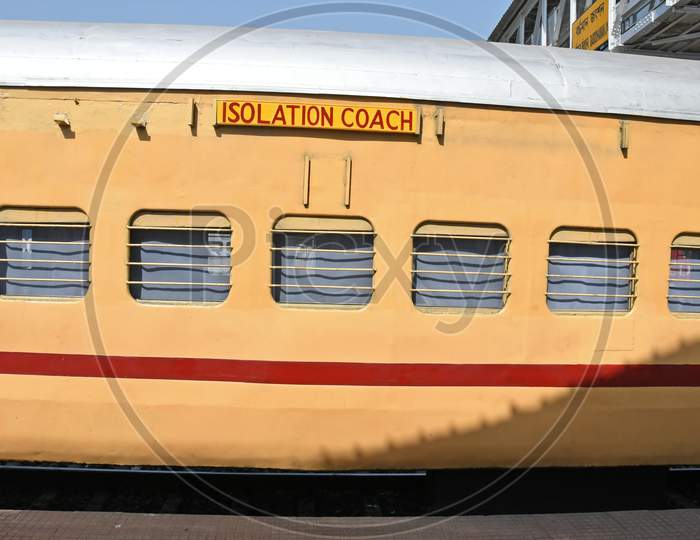 The Railway Department has converted a train coach into an Isolation Coach for patients with suspected Novel coronavirus Covid-19 disease. At Burdwan Junction Railway Station, West Bengal, India.