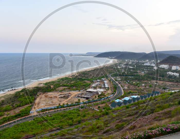 A View of Vizag Beach And Beach road From Rishikonda
