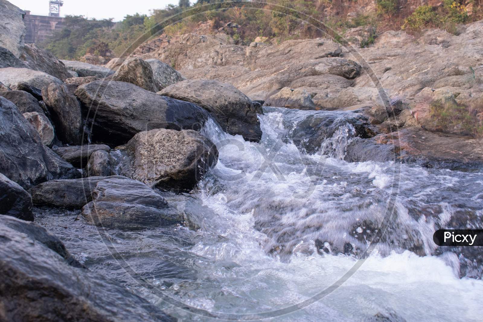 White Water Falling From A Small Waterfall In Maithon Dam