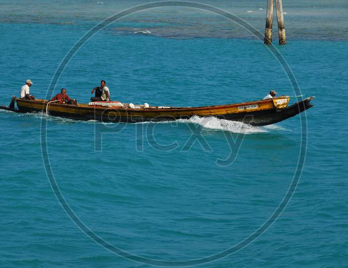 Tourist Boats On Sea Water At Andaman