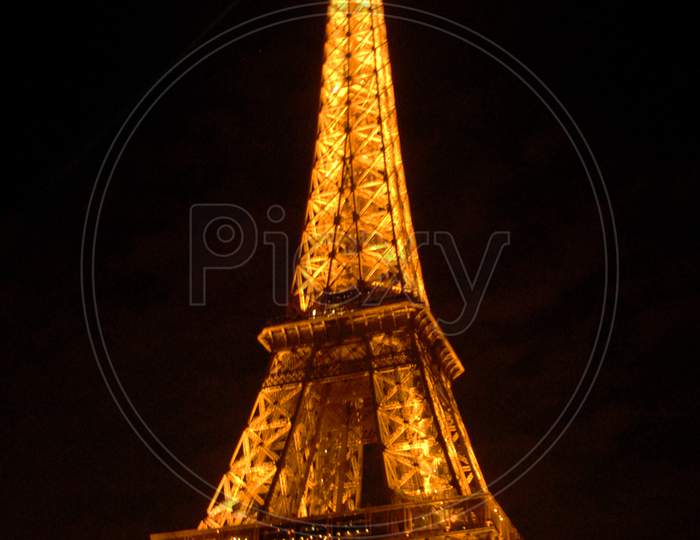 Eiffel Tower With Night Lights  Composition , Paris