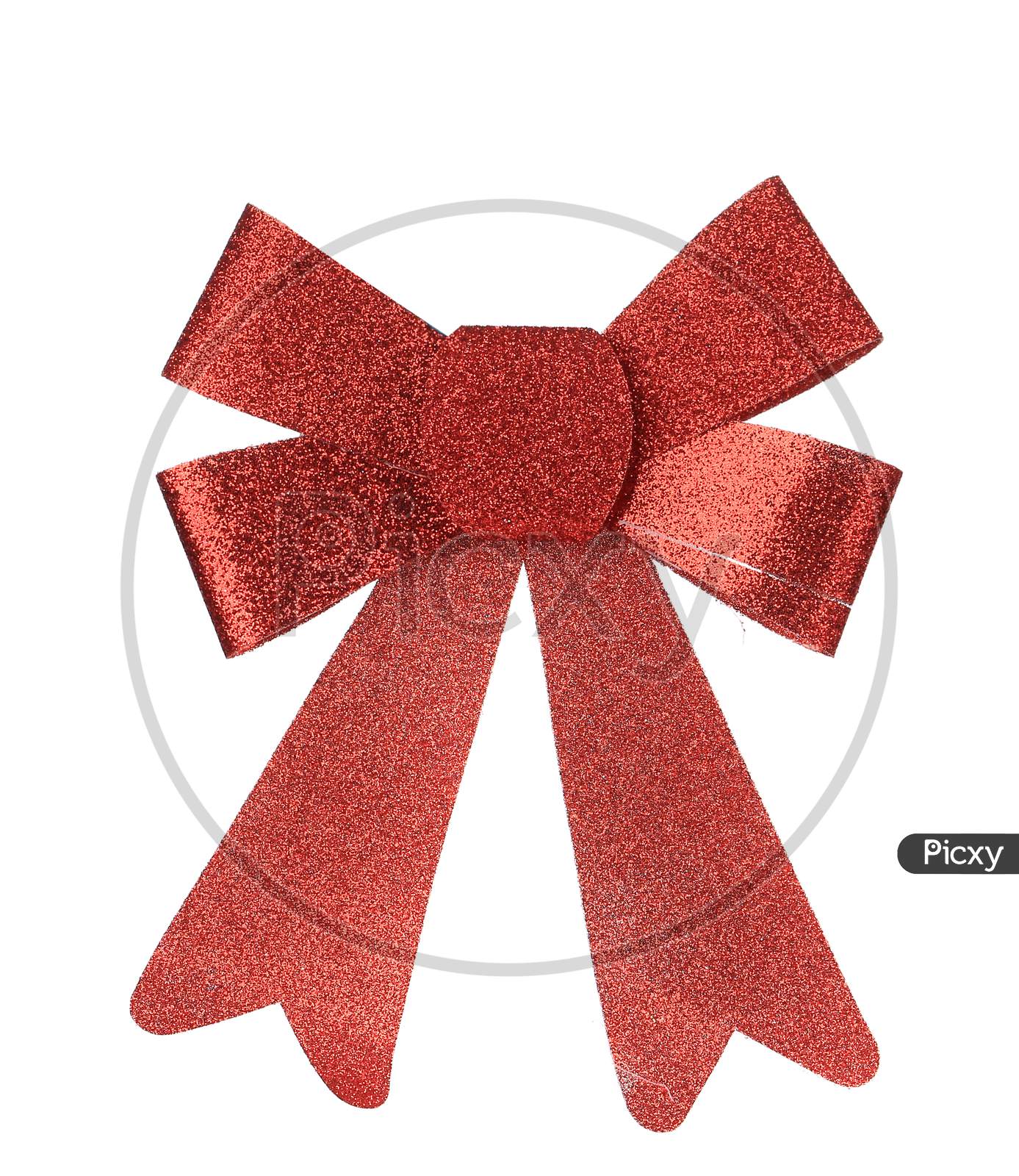 Christmas Red Ribbon Decoration. Isolated On A White Background.