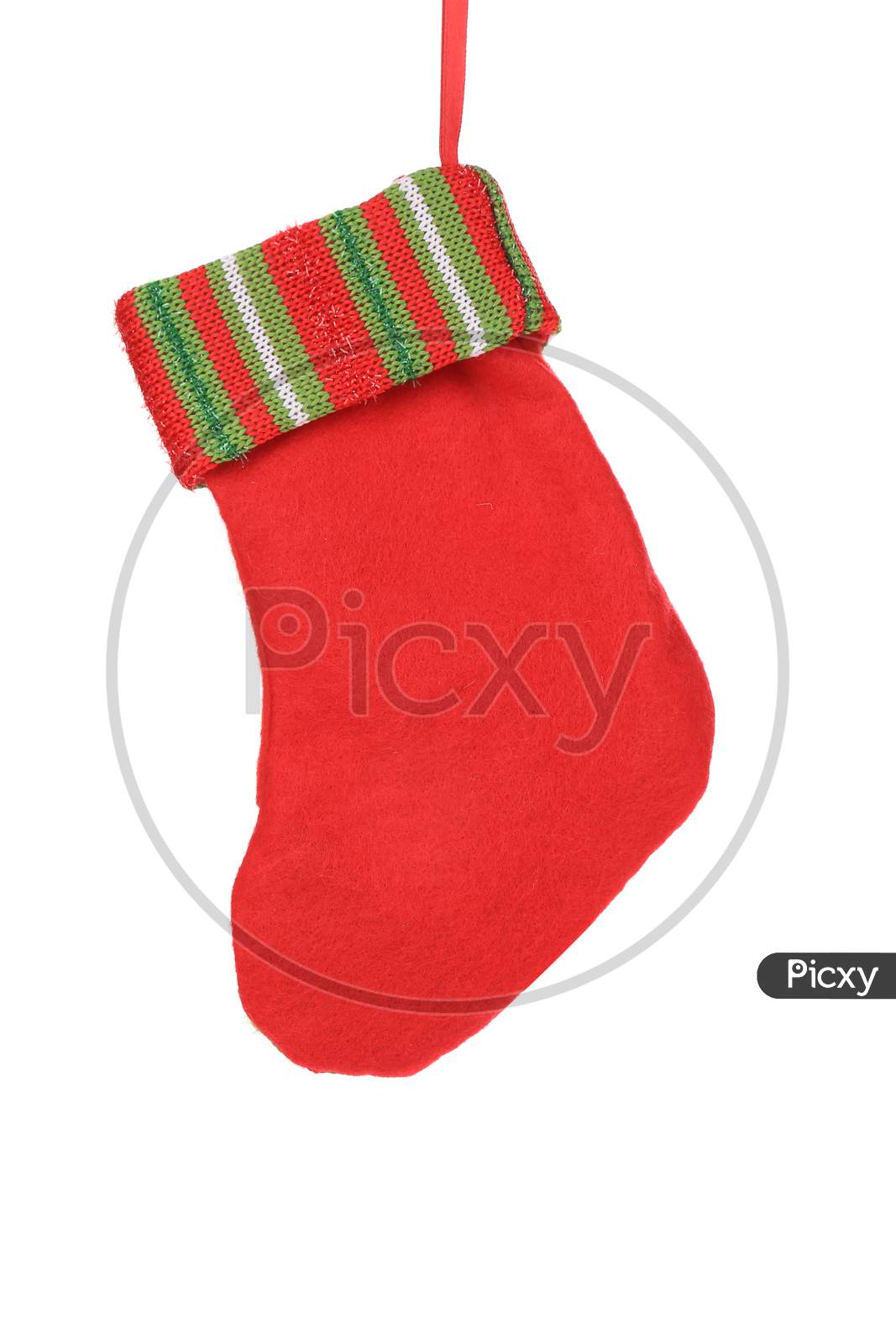 Decorative Christmas Red Sock. Isolated On A White Background.