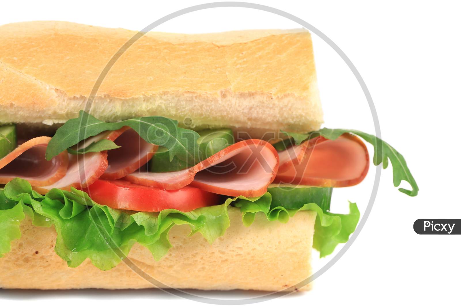 Fresh Toast Sandwich With Ham And Tomato. Whole Background.