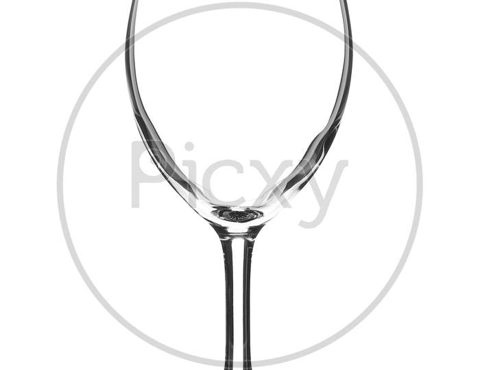 Close Up Of Empty Wine Glass. Isolated On A White Background.
