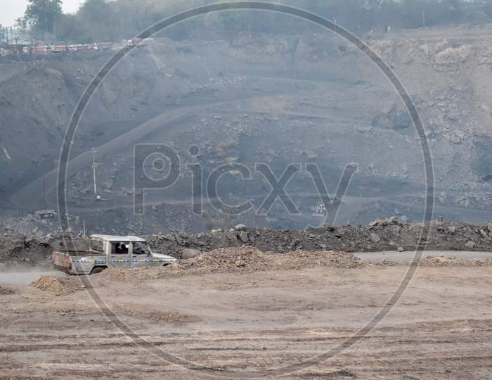 Photo of an open-cast coal mining
